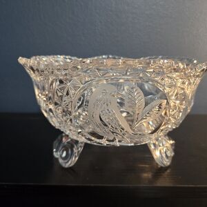 Vintage Hofbauer The Byrdes Collection Console Bowl Birds Clear Crystal
